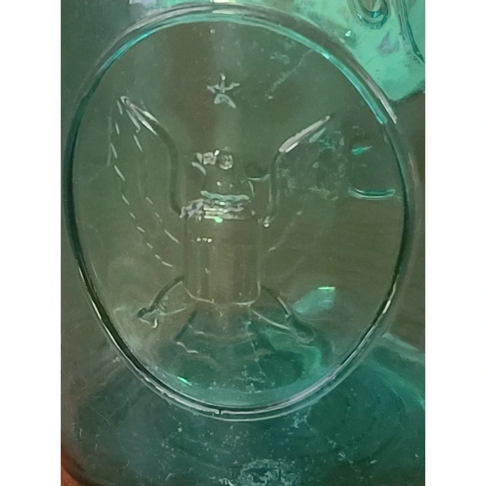VTG 1976 Ball Ideal Aqua Blue Glass Mason Jar Eagle Bicenntennial Wire Bail Lid